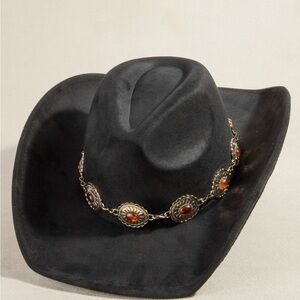 Black Western Hat with Silver Conchos